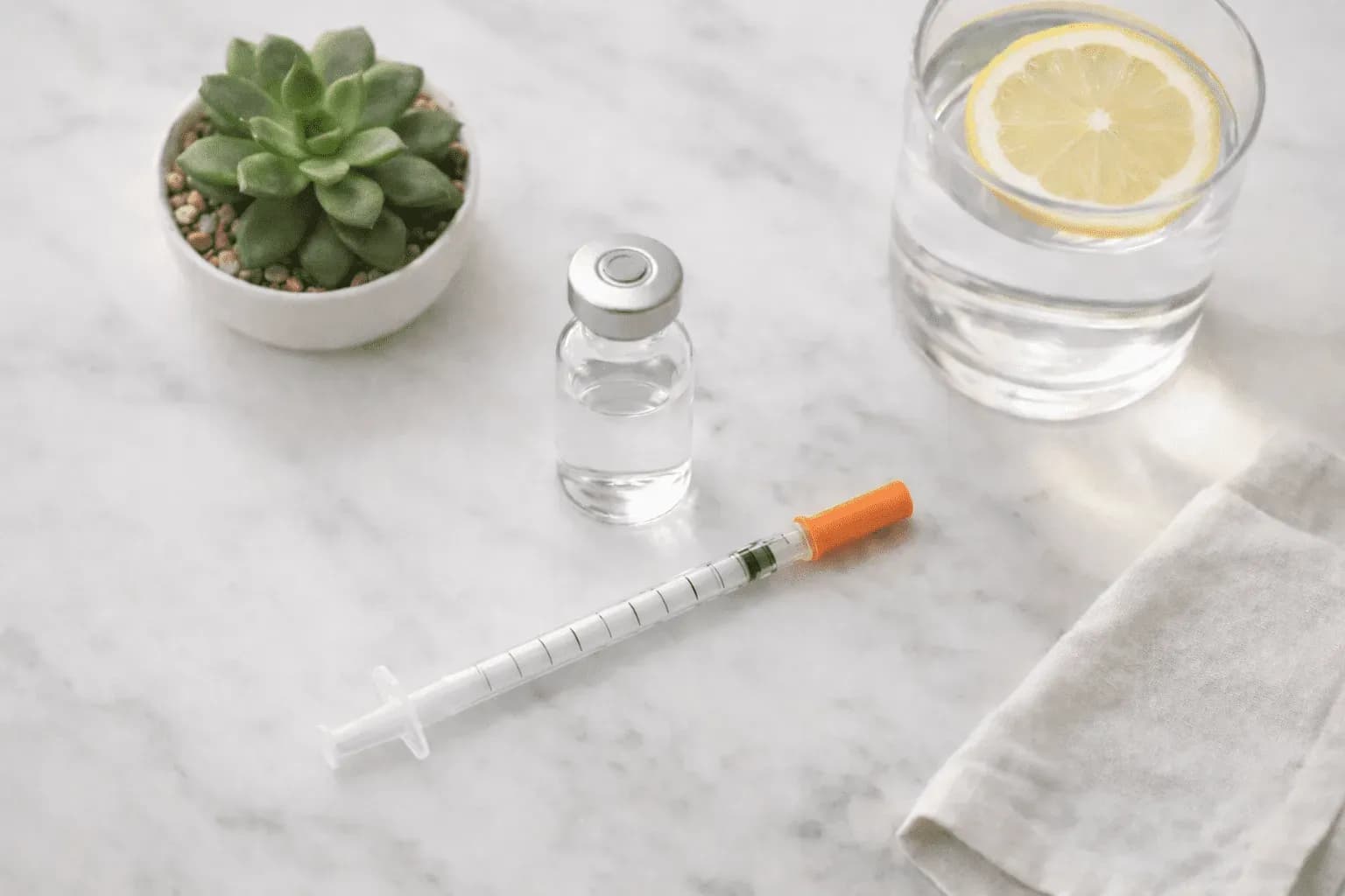 A GLP-1 injection and vial on a table