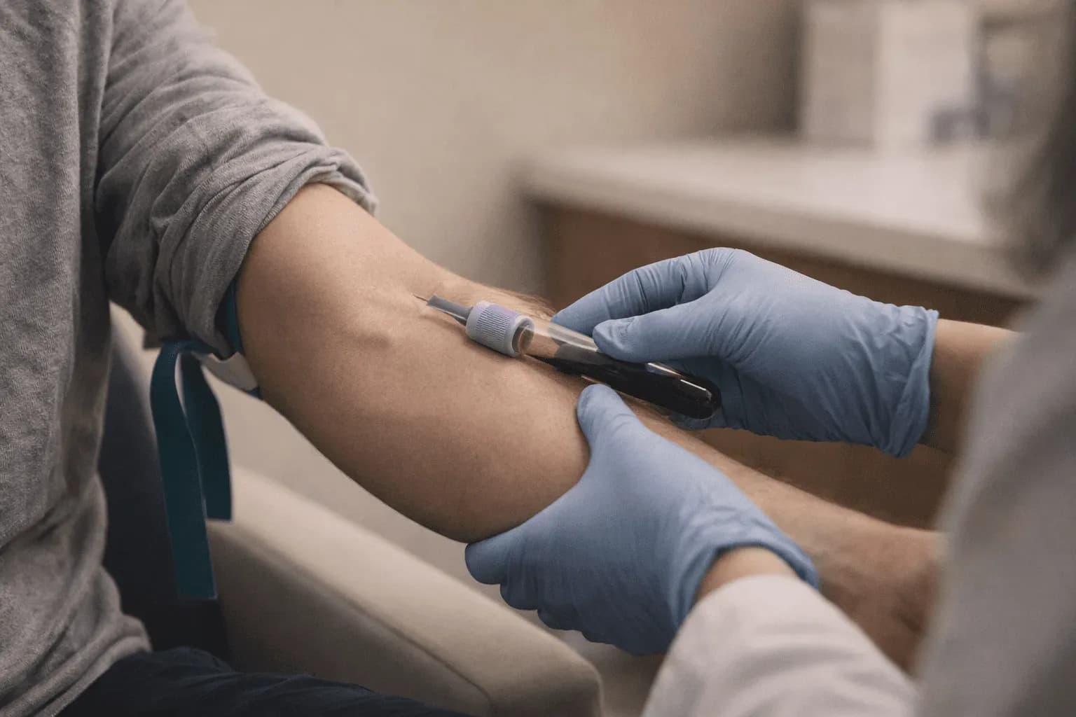 A blood draw for testosterone lab testing