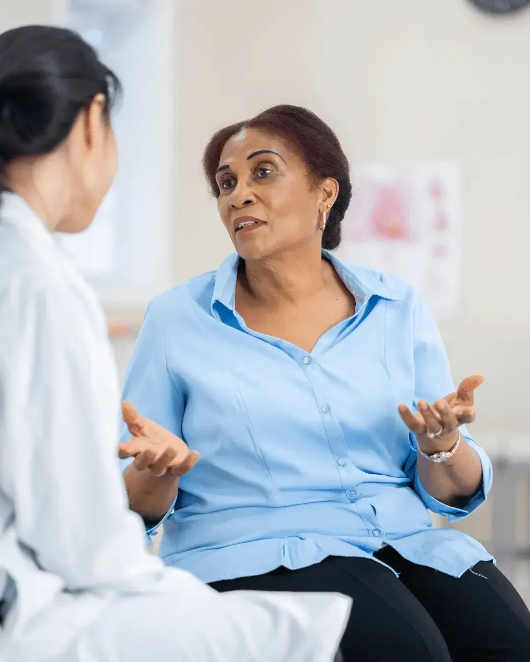 A patient talking openly with her provider